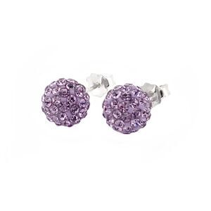 Purple Crystal Studs Sterling Silver 8mm
